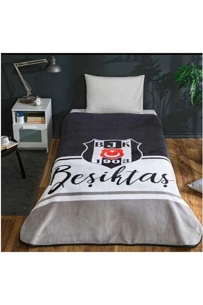 Kristal By Taç Pătură unică din poliester Beşiktaş Eagle cu model
