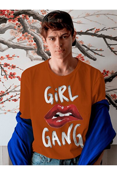 The Baski Girl Gang Premium Orange Lip Štampano 100% pamuk majica