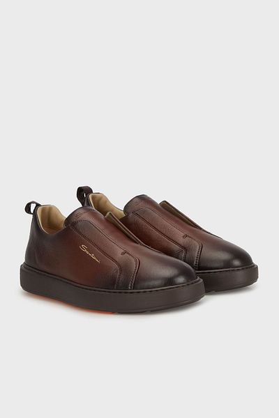 Santoni حذاء رياضي رجالي - شعار، جلد طبيعي، MBCD21995SMOKAUAT50
