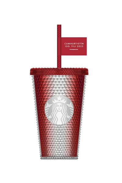 Starbucks ® 100th Anniversary Special Series Plastic Cold Beverage Glass - Red - 473 ml -