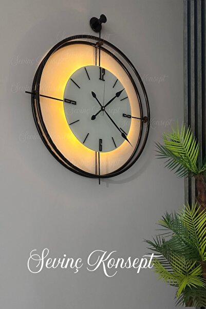 SEVİNÇ KONSEPT Led Kristal La Clock Orta Boy Cm Siyah Modern Dekoratif Metal ...