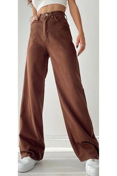 DRC trend Jemmy Brown Lycra Свободни дънки със супер висока талия Palazzo. (супер високо)