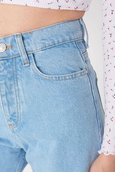 DRC trend Pantaloni largi din denim, drepti, albastru gheață, pentru femei, anii 90, în lycra anilor 90.