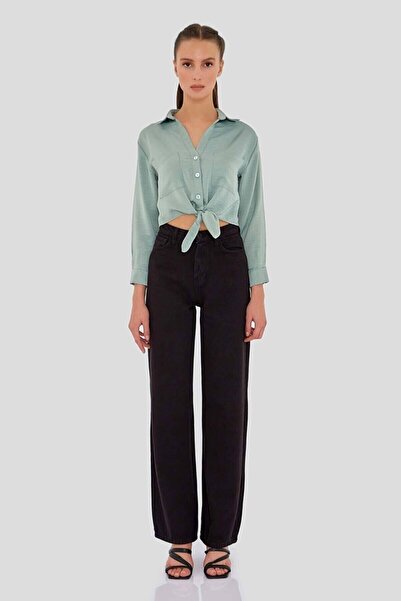 DRC trend Pantaloni Palazzo cu blugi largi cu talie super înaltă din Lycra ne...