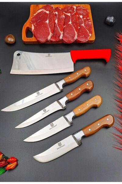 SWENCRAFT Swencraft 5-Piece Steel Cleaver Kitchen Knife Sacrifice Meat Bread Vegetable Knife Dowry Set with Sharpening Gift!