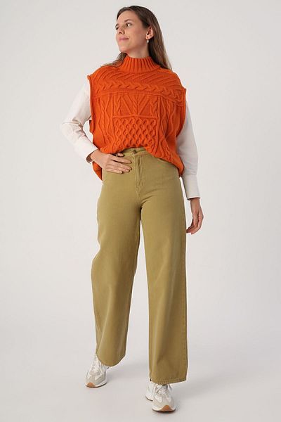 ALLDAY Pantaloni largi, kaki, 100% bumbac