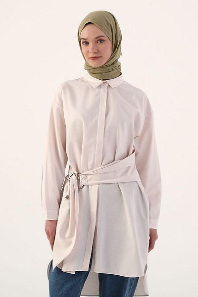 ALLDAY Light Pink Belted Comfortable Fit Shirt Tunic
