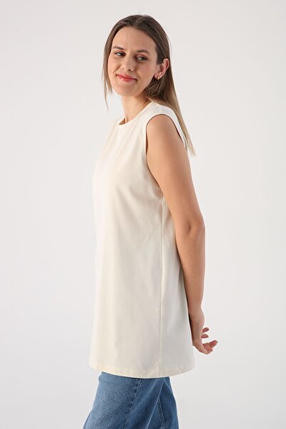 ALLDAY Tricou de bază din bumbac ecru fără mâneci