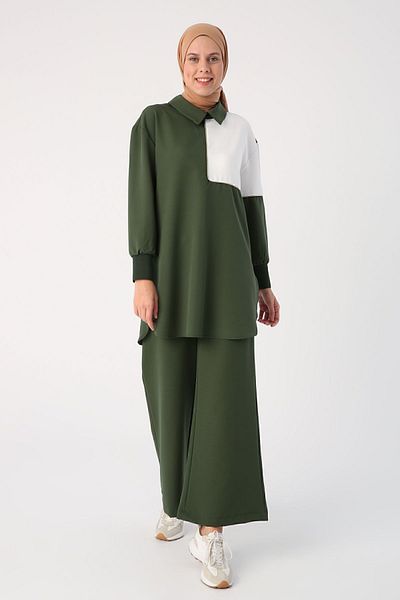 ALLDAY Dark Green Two Color Glitter Detailed Trousers Suit