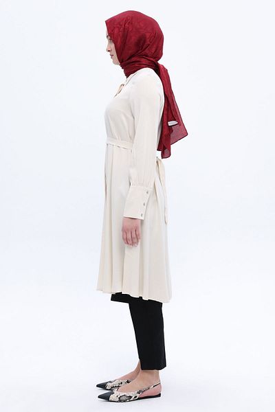 ALLDAY Ecru Belted Tunic with Wide Cuffs
