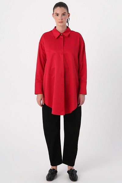 ALLDAY Red Sleeve Laced Pleated Tunic
