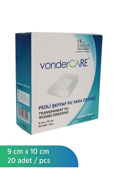 vonderCARE غطاء جرح شفاف معقم مع وسادة (9 سم × 10 سم)