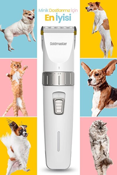 GOLDMASTER Tırmık 10 in 1 Ayarlanabilir Şarjlı Kedi Köpek Tıraş Makinesi Pet Evcil Hayvan Tüy Kesme Aparatlı