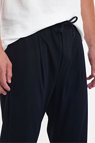 Plus Ninety Men's Navy Blue Lace-Up Waist Plusninety Trousers