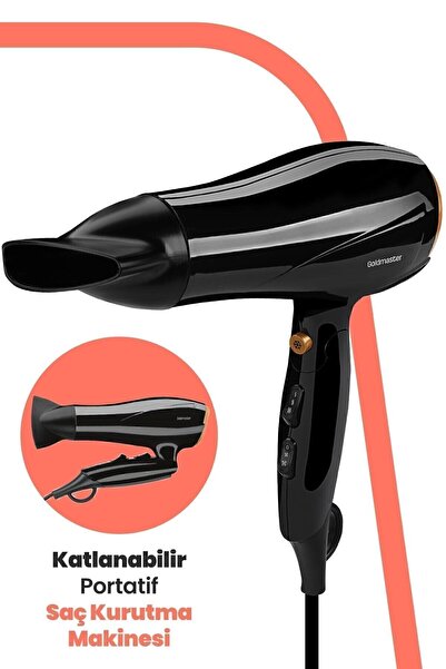 GOLDMASTER Comfort 2400 Watt Profesyonel Isı Ve Hız Ayarlı Katlanabilir Difüzörlü Saç Kurutma Makinesi