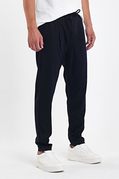 Plus Ninety Men's Navy Blue Lace-Up Waist Plusninety Trousers