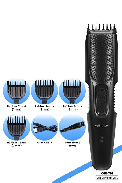 GOLDMASTER Orion Kablolu Kablosuz Kullanım Hızlı Şarjlı Lityum Pilli Saç Saka...