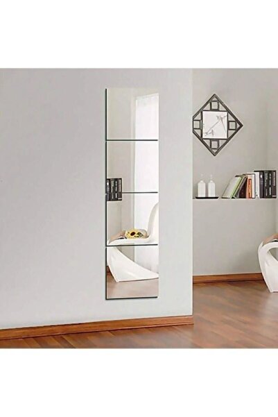 demdekor Dekoratif 2 Adet 20x20 Cm Kare Akrilik Gümüş Plexi Ayna Yapışma Gara...