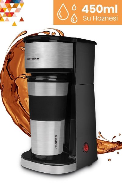 GoldStar ماكينة صنع القهوة بفلتر شخصي خالية من مادة BPA مع كوب ترمس من الفولاذ المقاوم للصدأ ST7312