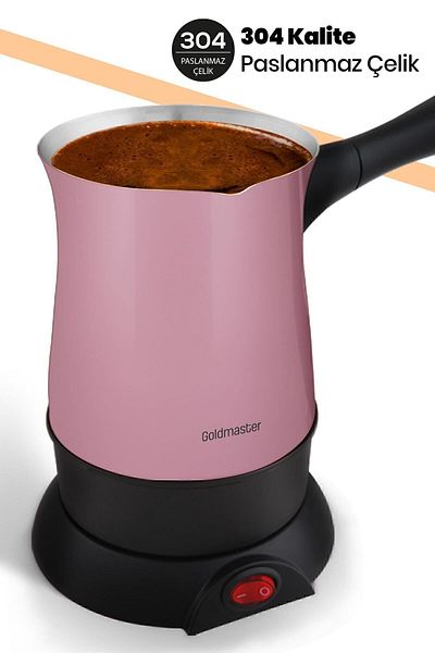 GOLDMASTER Hünkar Sedef Pink Stainless Steel 5 Cup Capacity Electric Coffee Pot