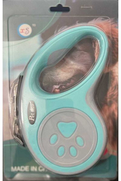 Dalian Home 5 Mt Blue Pet Luxury Walking Leash - Automatic Retractable Paw Pattern