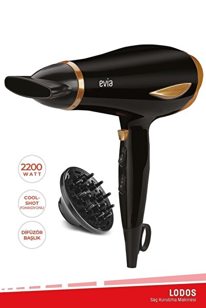 Evia Lodos 2200 Watt Dc Motorlu Isı Ve Hız Ayarlı Difüzör Başlıklı Saç Kurutm...