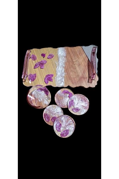 Home Floral Epoxy Tray, Handmade, Stylish Presentation, Decorative, Living Flower, Promise Engagement Tray