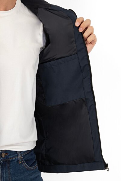 Firststops Ανδρικό αδιάβροχο Navy Blue - Αδιάβροχο και αντιανεμικό, με κουκούλα, τσέπη καγκουρό