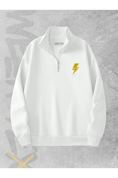 WEARTEX Set of 2 Lightning Printed Sweatshirts Made of 3 Threads - Half Zipper
