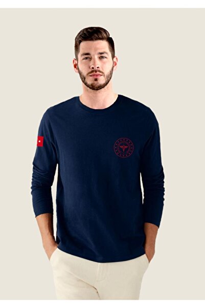 Chicheva 112 Acil Sağlık T-Shirt Uzun Kollu Lacivert Erkek %100 Pamuk Rahat K...