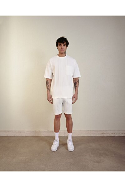 İLKCET MODA Μπλουζάκι με ριγέ τσέπη oversize