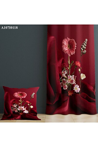 A2ZTR Dijital Baskılı Fon Perde ( Tek Kanat ) Ve Kırlent Kılıfı