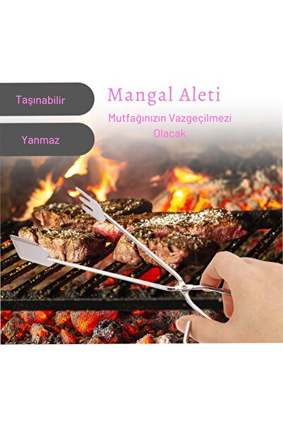 Genel Markalar Pratik Makas Çelik Tipi Salata Barbekü Mangal ve Servis Maşası