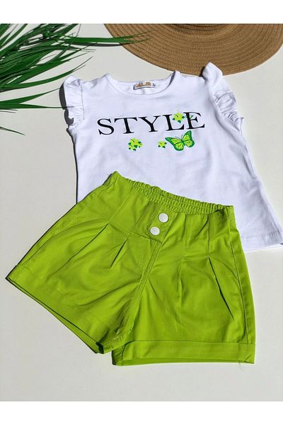 Dijitex Girl's Butterfly Patterned Shorts Set - (Girls New Season Shorts Set)