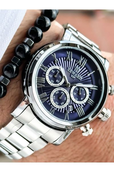 Reward Silver Color, Steel Cord, Active Functions, Special Lock System, Men's Wristwatch Bracelet
