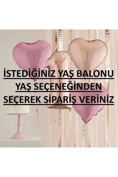 SURPRISE PARTY STORE Rosegold Renk Yaş Rakam Folyo Balon Pembe Rosegold Kalp Folyo Balon Seti Doğumgünü Partisi Kutlama
