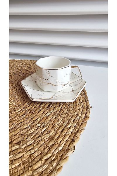 housein Gold Gilded Porcelain Coffee Cup - Office 2 Pieces