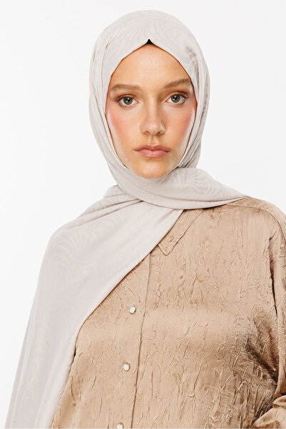 Mooncorn Artemis Patterned Stone Color Silky Jacquard Shawl