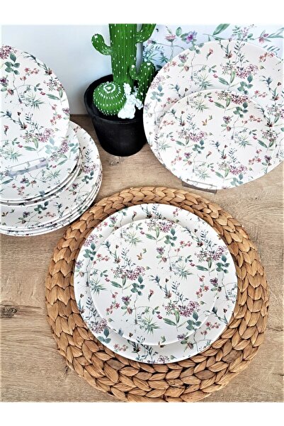 Keramika Flowers Mat Beyaz 12 Parça 6 Kişilik Kahvaltı Takımı