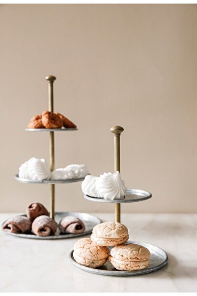 Arma House Country Style Galvanized 2 Layer Presentation Plate 18.5*14*8.5 Cm