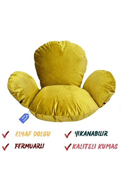 Mavi Vitrin Makrome Hamak Salıncak Minderi Elyaf Dolgulu Fermuarlı Yıkanabilir