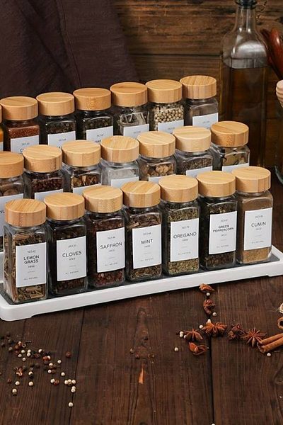 Arma House 12-Piece Bamboo Lid Glass Spice Holder Set