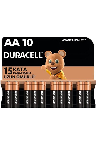 Duracell AA Alkalin Kalem Pil (10'lu paket) 1,5 V LR6/MN1500