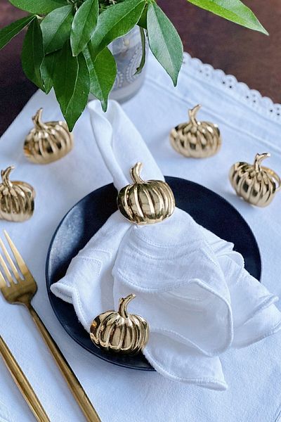 Arma House 6-Piece Luxury Pumpkin Gold Napkin Ring