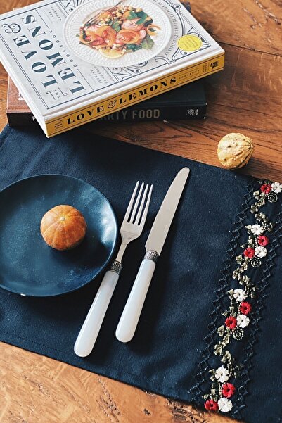 Arma House 2'li Siyah Romantik Dantelli Duck Keten Amerikan Servisi 30 X 45 Cm