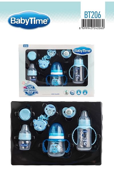 Babytime Bt-206 Blue Welcome Set 5-Piece Bottle Pacifier Set
