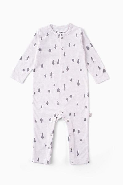 Boumini Baby Long Sleeve Fit Fit Snap Jumpsuit Pine Forest Patterned
