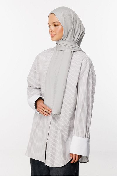 Mooncorn Artemis Patterned Silver Silky Jacquard Shawl