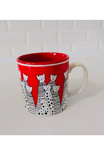 Keramika مج شريط 10 سم أحمر