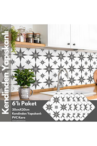 TechnoSmart 6 Pieces 20cm×20cm Self Adhesive Wall Covering Kitchen Bathroom PVC Sticker Decoration